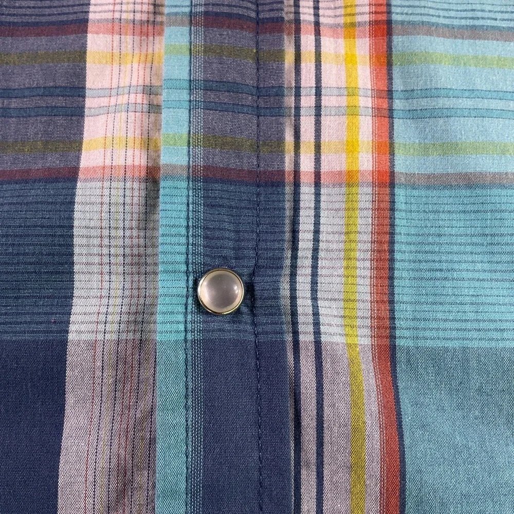 Levis Mens XXL Pearl Snap Western Shirt Turquoise Plaid Long Sleeve 3LYLW3302